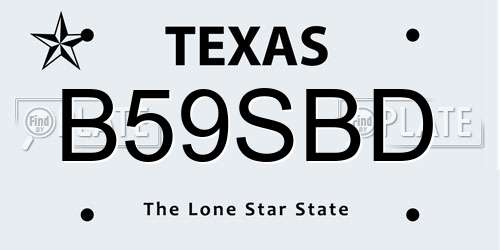 B59SBD Texas License Plate