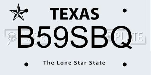 B59SBQ Texas License Plate