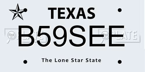 B59SEE Texas License Plate