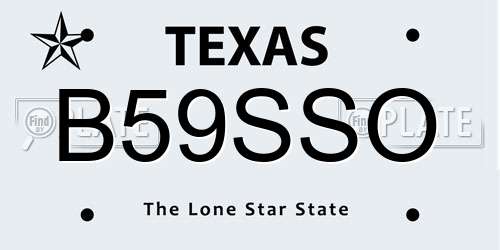 B59SSO Texas License Plate