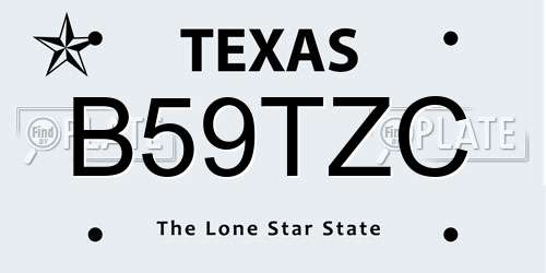 B59TZC Texas License Plate