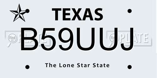 B59UUJ Texas License Plate