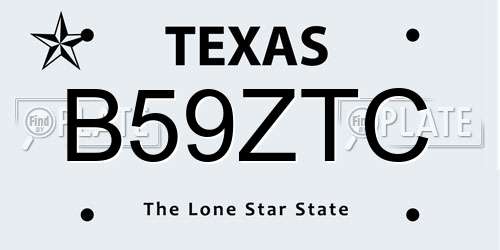 B59ZTC Texas License Plate