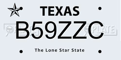 B59ZZC Texas License Plate