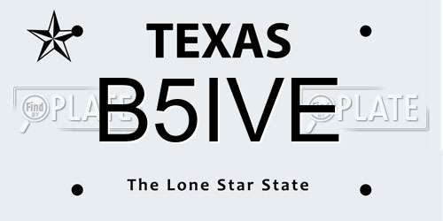 B5IVE Texas License Plate