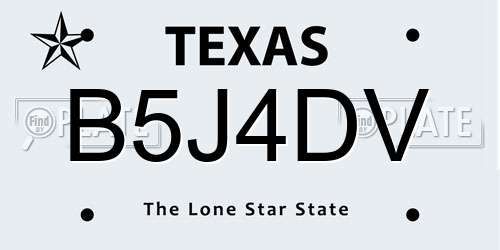 B5J4DV Texas License Plate