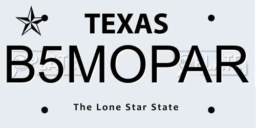 B5MOPAR Texas License Plate