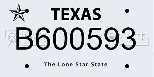 B600593 Texas License Plate
