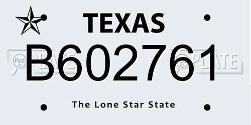 B602761 Texas License Plate
