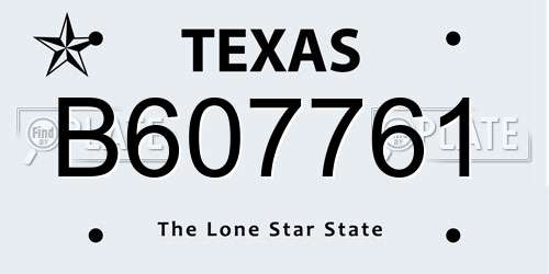 B607761 Texas License Plate