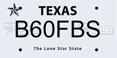 B60FBS Texas License Plate