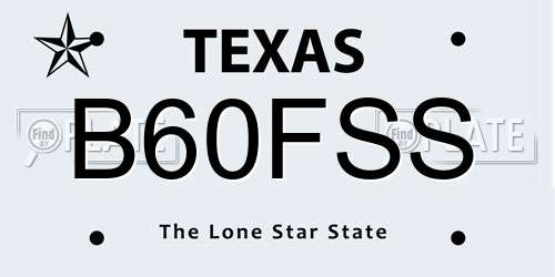 B60FSS Texas License Plate