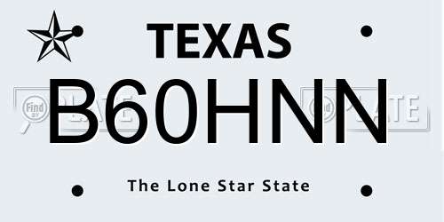 B60HNN Texas License Plate