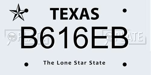 B616EB Texas License Plate