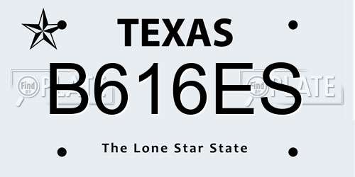 B616ES Texas License Plate