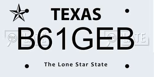 B61GEB Texas License Plate