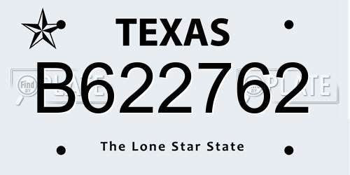 B622762 Texas License Plate