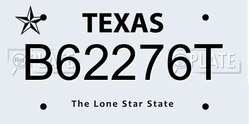 B62276T Texas License Plate