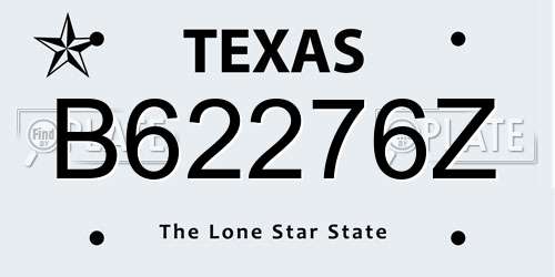 B62276Z Texas License Plate