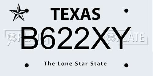 B622XY Texas License Plate