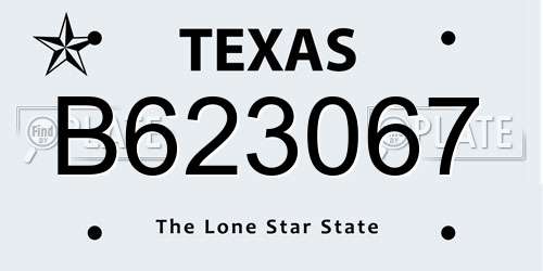B623067 Texas License Plate