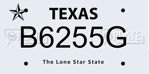 B6255G Texas License Plate