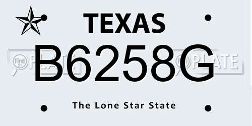 B6258G Texas License Plate