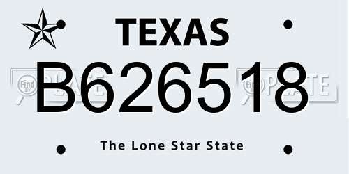 B626518 Texas License Plate