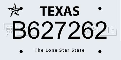B627262 Texas License Plate