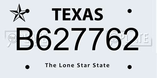 B627762 Texas License Plate