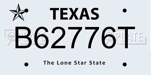B62776T Texas License Plate