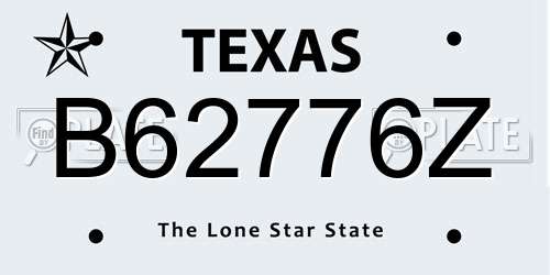 B62776Z Texas License Plate