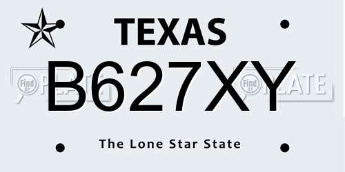B627XY Texas License Plate