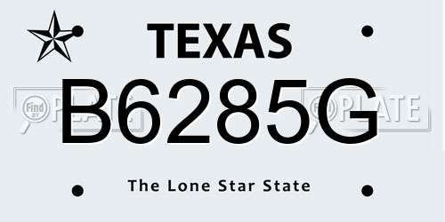 B6285G Texas License Plate