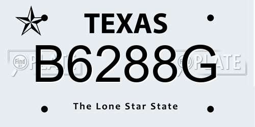 B6288G Texas License Plate