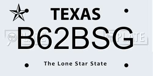 B62BSG Texas License Plate