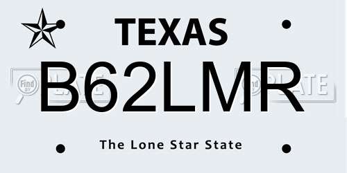B62LMR Texas License Plate