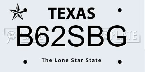 B62SBG Texas License Plate