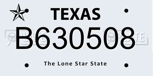B630508 Texas License Plate
