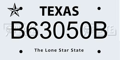 B63050B Texas License Plate