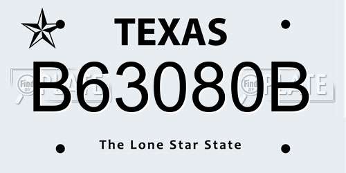 B63080B Texas License Plate