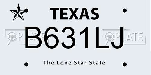 B631LJ Texas License Plate