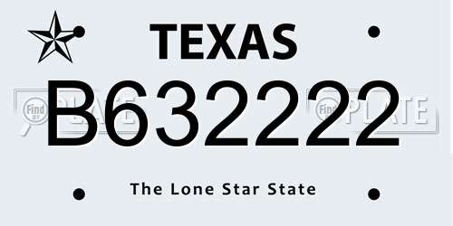 B632222 Texas License Plate