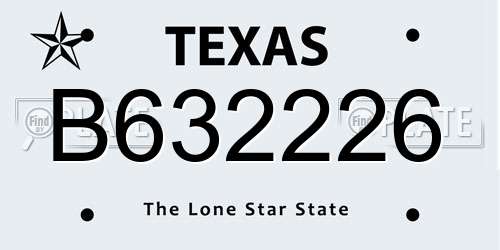 B632226 Texas License Plate