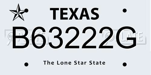 B63222G Texas License Plate