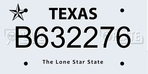 B632276 Texas License Plate