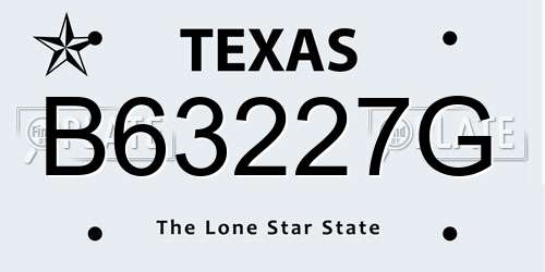 B63227G Texas License Plate