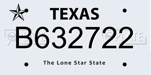 B632722 Texas License Plate