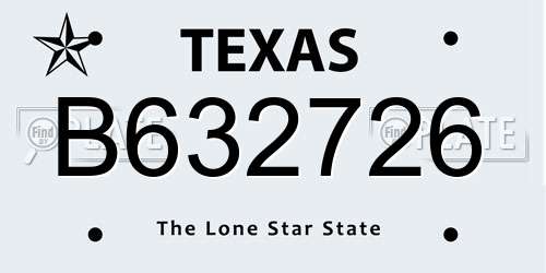 B632726 Texas License Plate