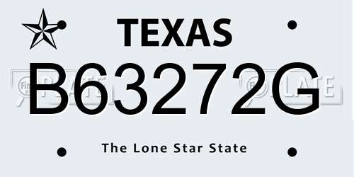 B63272G Texas License Plate